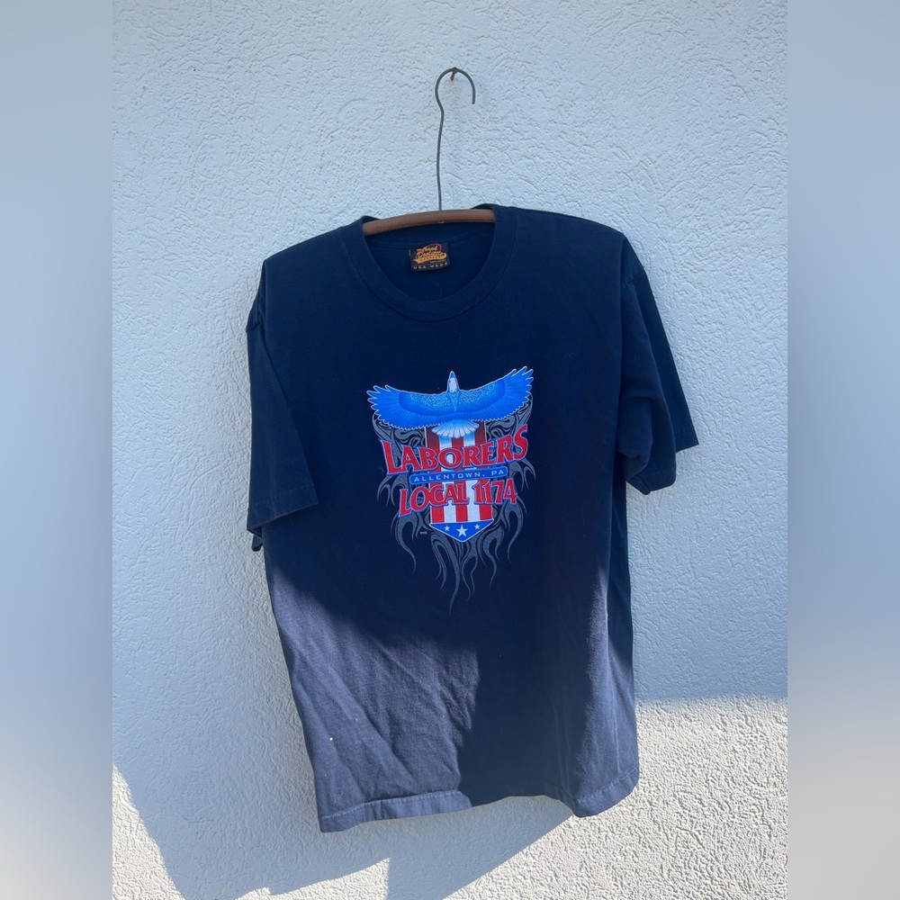 Allentown Laborers Local 1174 graphic eagle and Flames T Shirt Mens Size XL
